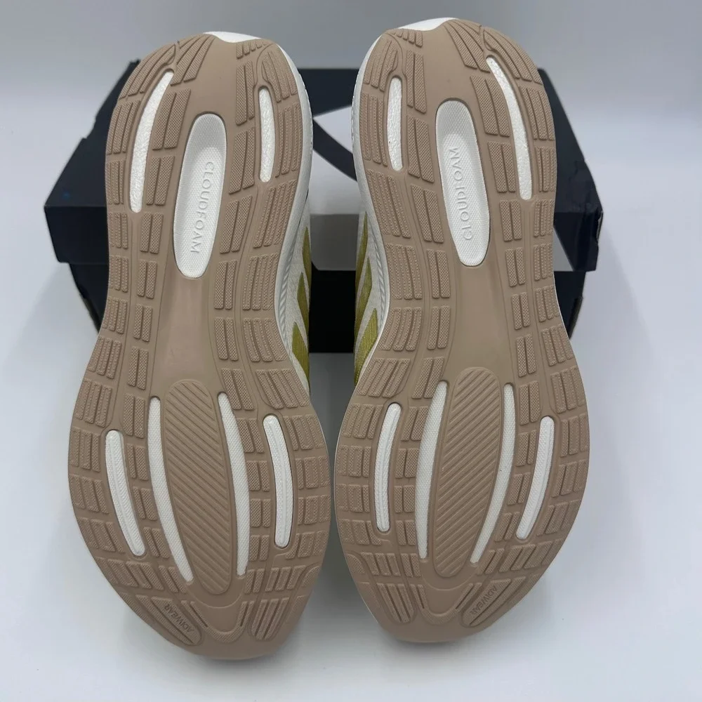 Adidas Runfalcon 3.0 W Womens 9 White Gold Leopard Print Running Shoes NEW
